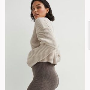 H&M Ribbed Sweater Light Beige